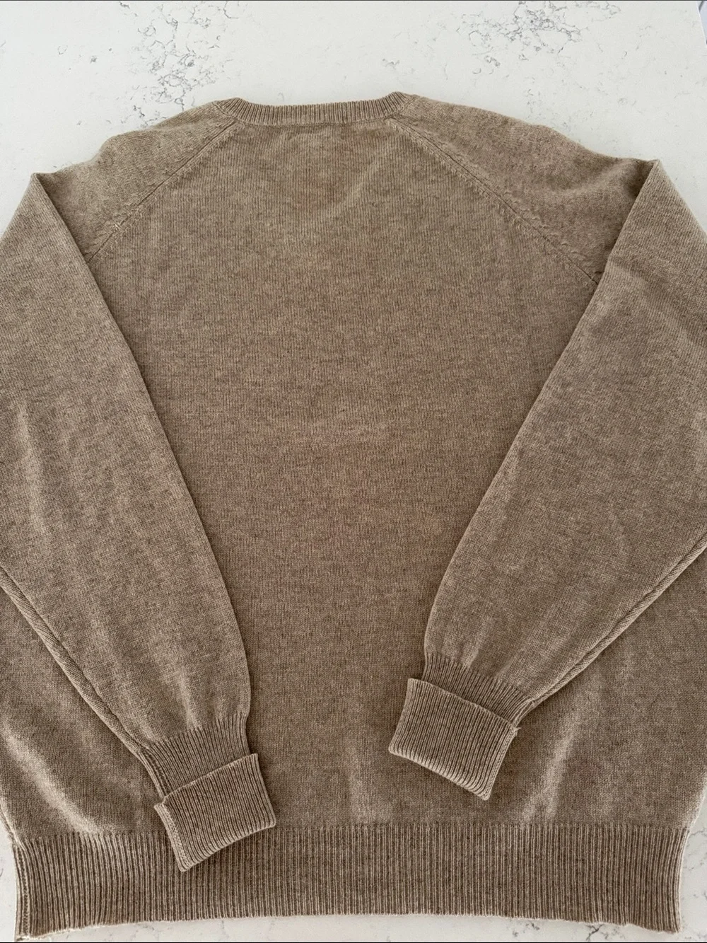 Jacobson Men's V-Neck 100% Cashmere Sweater in Light Brown(beige)